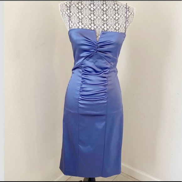 Nicole Miller Collection Blue Satin Cocktail Dress - Picture 1 of 14